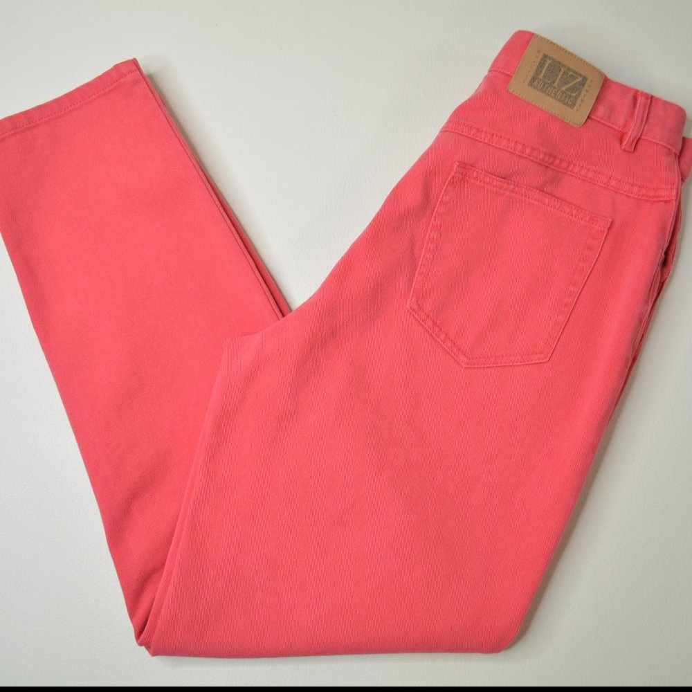 VTG Liz Claiborne LIZWEAR Sz 12P PETITE Womens Coral HIGH Rise MOM Tapered JEANS